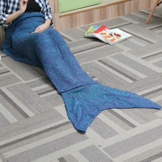 Two Size Thick Needle Yarn Knitting Mermaid Tail Blanket Woman Warm Super Soft Bed Mat