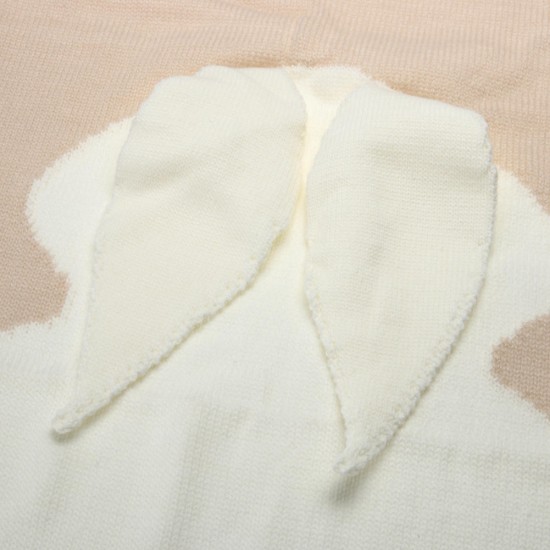 Cute Knitted Rabbit Baby Blankets Infant Soft Warm Wool Swaddle Kids Bath Towel Lovely