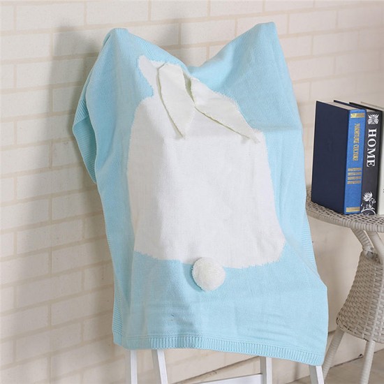 Cute Knitted Rabbit Baby Blankets Infant Soft Warm Wool Swaddle Kids Bath Towel Lovely