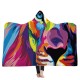 Hooded Blankets Lion Colorful Printed Warm Wearable Plush Mat Thick Nap Soft Blanke