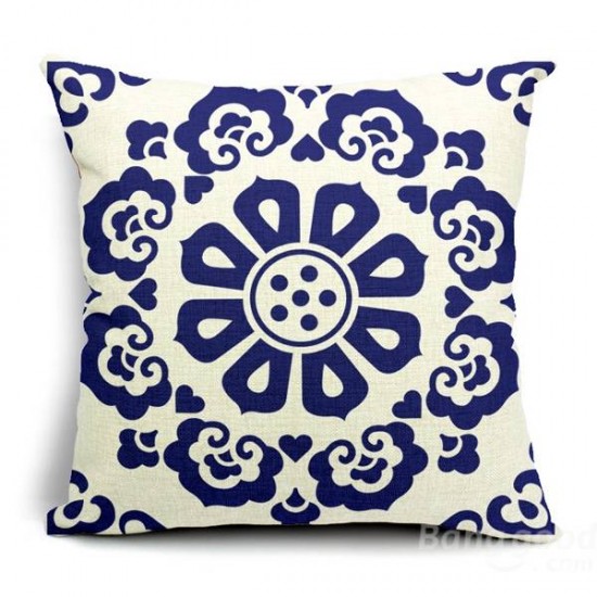 Chinoiserie Pillow Case Blue And White Porcelain Pillowcase