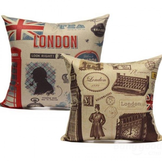 Retro British Style Pillow Case Cotton Linen Home Decoration