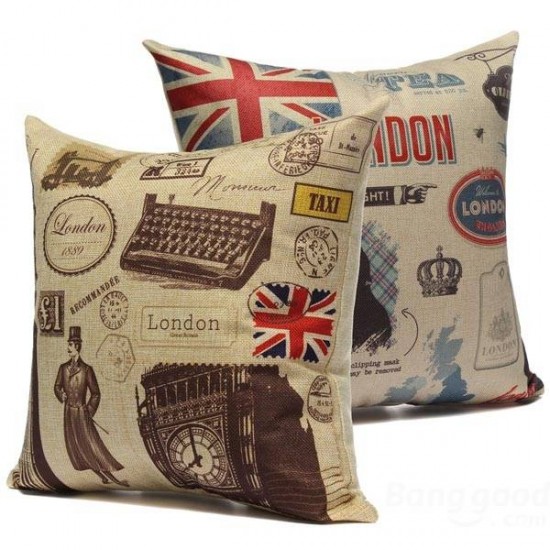 Retro British Style Pillow Case Cotton Linen Home Decoration