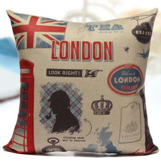 Retro British Style Pillow Case Cotton Linen Home Decoration