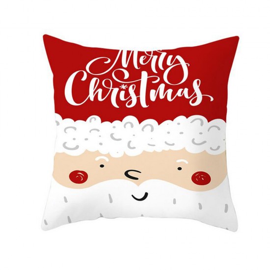 45 x 45cm Merry Christmas Pillow Case Polyester Pillow Cover Santa Claus Elk Pattern Decorative Cushion Cover