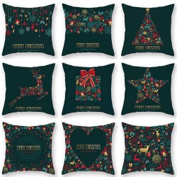 Christmas Cushion Cover Green Home Decor Sofa Pillow Case Cover Seat Car Throw Pillowcase Christmas Decor