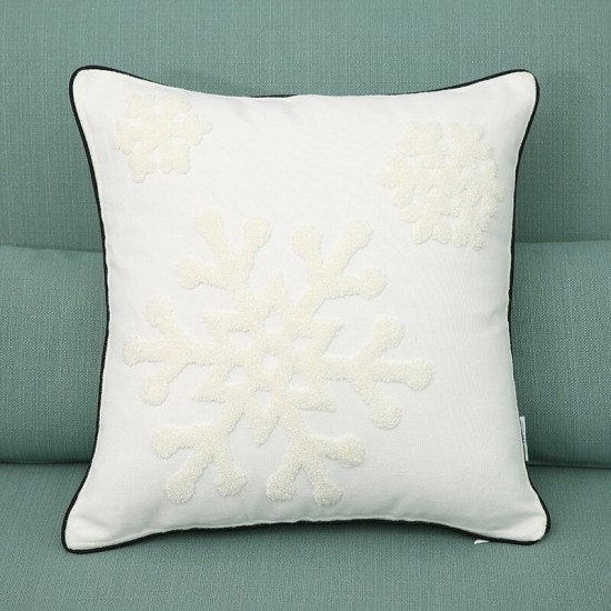 New Christmas Pure Cotton Embroidering Pillow Cases Santa Snowflake Cushion Cover