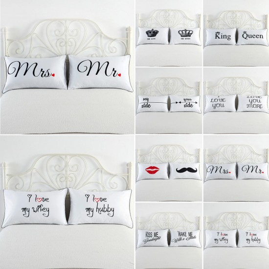 2PCS White Cotton Home Hotel Decor Standard Pillow Case Bed Throw Cushion Cover