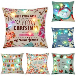 18"x18"Christmas LED Lights Linen Pillow Case Cushion Cover Sofa Case Home Decor