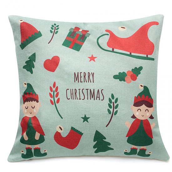 18"x18"Christmas LED Lights Linen Pillow Case Cushion Cover Sofa Case Home Decor