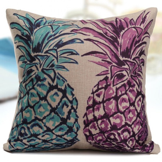 Linen Vintage Pineapple Ocean View Pillow Case Home Sofa Car Cushion Cover