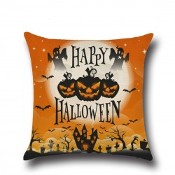 Halloween Pumpkin Bat Owl Pattern Cotton Linen Throw Pillow Cushion Cover Seat Home Decoration Sofa