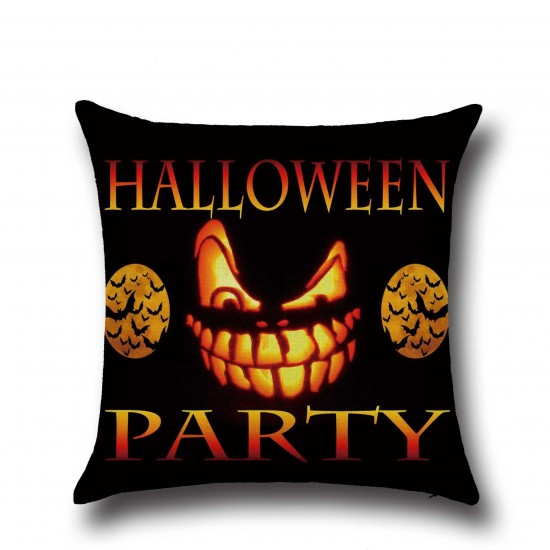 Halloween Pumpkin Bat Owl Pattern Cotton Linen Throw Pillow Cushion Cover Seat Home Decoration Sofa