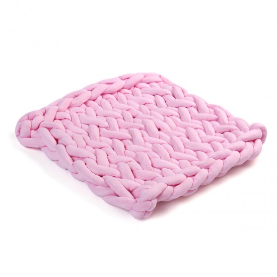 50 x 50cm Handmade Knitted Blanket Cotton Soft Washable Lint-free Throw Multicolored Thick Thread Blankets