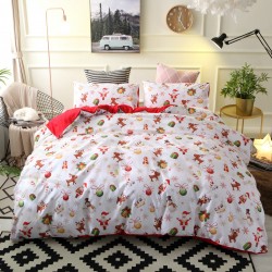 3 PCS Bedding Sets Happy Christmas Quilt Cover Pillowcase For Queen Size