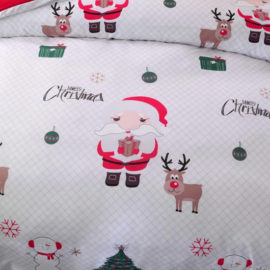 3 PCS Bedding Sets Happy Christmas Quilt Cover Pillowcase For Queen Size