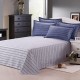 3 Or 4pcs Dark Blue Pure Cotton Taffeta Stripe Printed Bedding Sets