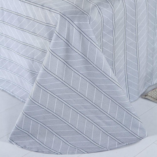 3 Or 4pcs Dark Blue Pure Cotton Taffeta Stripe Printed Bedding Sets