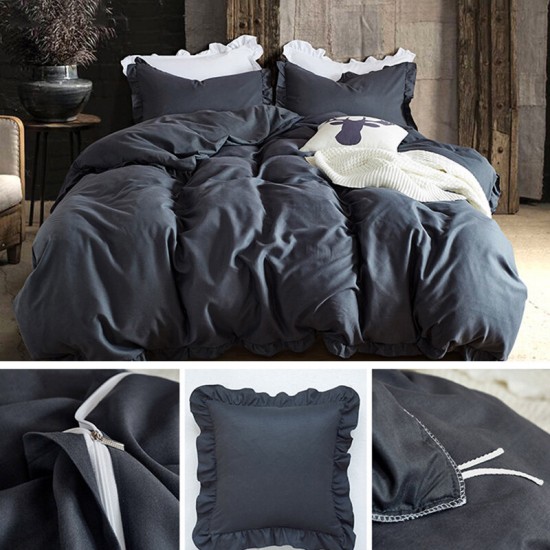 Super Soft Concise Nordic Style 3 Pieces Bedding Sets Twin Queen King Size Pillowcase Quilt Cover Set