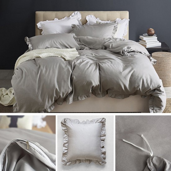 Super Soft Concise Nordic Style 3 Pieces Bedding Sets Twin Queen King Size Pillowcase Quilt Cover Set