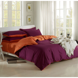 3 Or 4pcs Pure Cotton Purple Pink Color Assorted Plain Bedding Sets