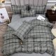 4PCS Washed Cotton Bedding Sets with Reactive Printed Plaid Striped Comforter Bedspread for Home