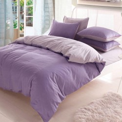 3/4pcs Pure Cotton Light Purple Grey Assorted Bedding Sets Plain Duvet Cover