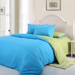 3/4pcs Pure Cotton Sky Blue Green Color Assorted Bedding Sets Plain Duvet Cover